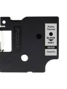 FOOGY Dymo D1 Muadili Thermal Plastik Şerit Etiket Şeffaf 12 Mm X 7 Mt